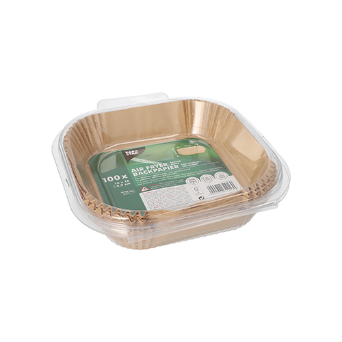Backpapiere 16 cm x 16 cm x 4,5 cm braun für Heißluftfritteusen