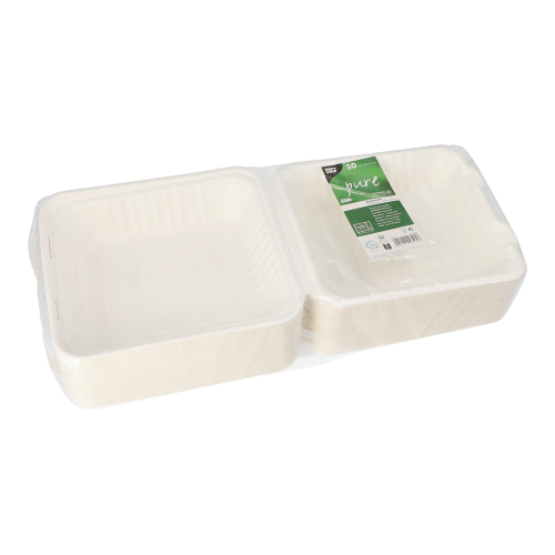 Menüboxen, Zuckerrohr "pure" ungeteilt 7,7 cm x 20 cm x 22 cm weiss