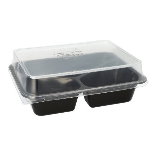 Mehrweg-Menüschalen PP 3-geteilt 4,5 cm x 22,7 cm x 17,8 cm schwarz