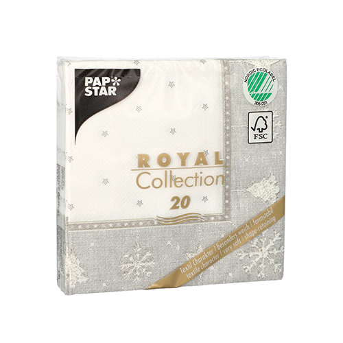 Servietten "ROYAL Collection" 1/4-Falz 25 cm x 25 cm silber "X-Mas"