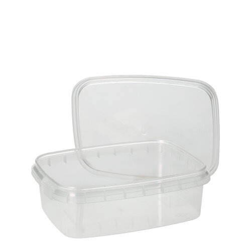 Feinkostbecher, PP eckig 200 ml 3,5 cm x 8,6 cm x 10,9 cm transparent mit Originalitätsverschluss