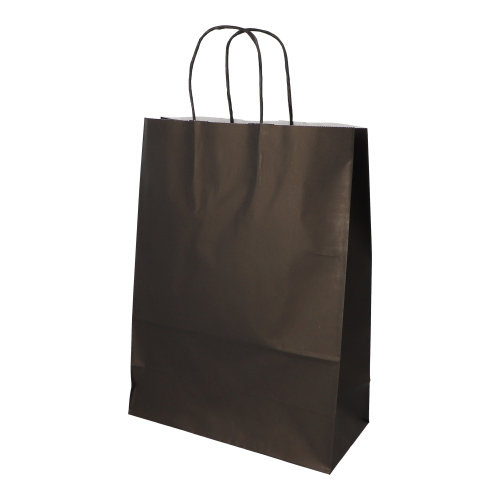 Tragetaschen, Papier 35 cm x 26 cm x 12 cm schwarz mit gedrehtem Tragegriff