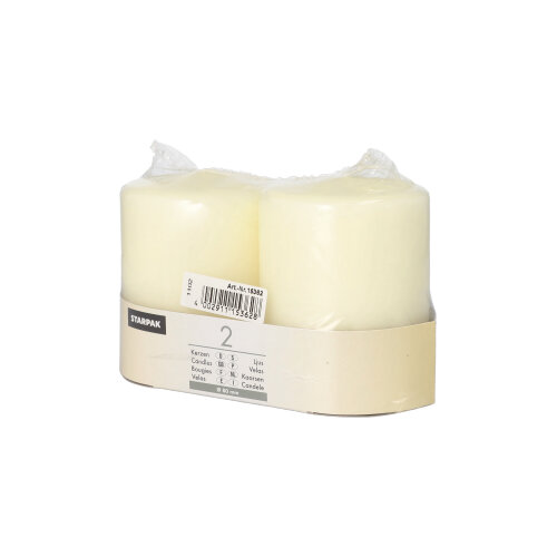 Stumpenkerzen Ø 80 mm · 100 mm elfenbein "Ivory" mit Flachkopf
