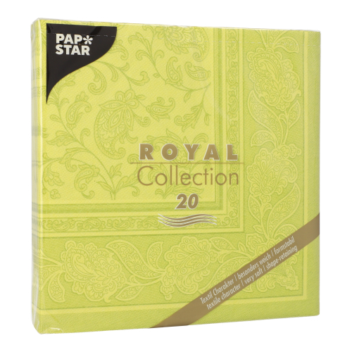 Servietten "ROYAL Collection" 1/4-Falz 40 cm x 40 cm limonengrün "Ornaments"