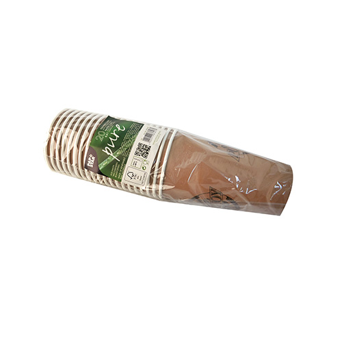 Trinkbecher, Pappe 0,4 l Ø 9 cm · 13,9 cm braun "Pure Joy"