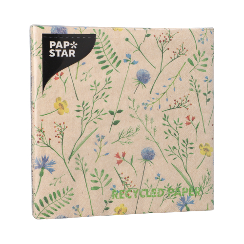 Servietten, 3-lagig 1/4-Falz 33 cm x 33 cm natur "Sommaräng" aus recyceltem Papier