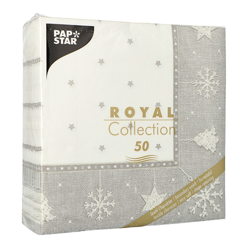 Servietten "ROYAL Collection" 1/4-Falz 40 cm x 40 cm silber "X-Mas"
