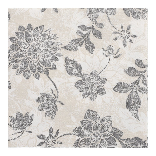 Servietten "ROYAL Collection" 1/4-Falz 40 cm x 40 cm anthrazit "Flowers"