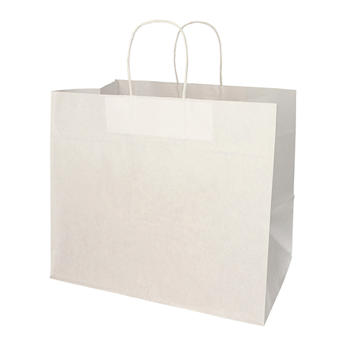 Tragetaschen, Papier 27 cm x 32 cm x 21,5 cm weiss mit gedrehtem Tragegriff