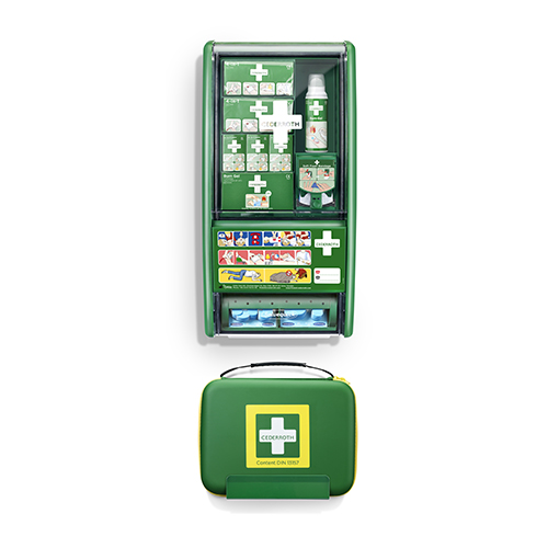 "Cederroth" First Aid & Burn Station Set DIN 13157 22,7 cm x 29,4 cm x 57,2 cm grün detectable