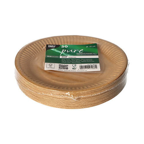 Teller, Pappe "pure" rund Ø 19 cm braun