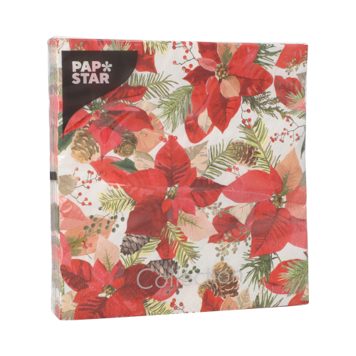 Servietten, 3-lagig 1/4-Falz 33 cm x 33 cm "Winter Poinsettia"