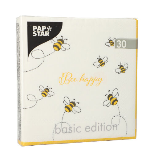 Servietten, 3-lagig 1/4-Falz 33 cm x 33 cm "Bee Happy"