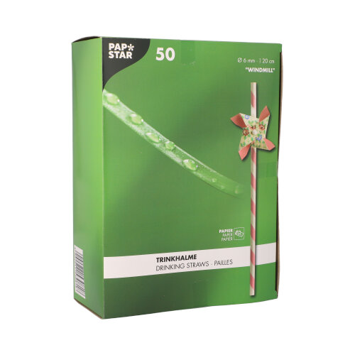 Trinkhalme, Papier Ø 6 mm · 20 cm farbig sortiert "Windmill"