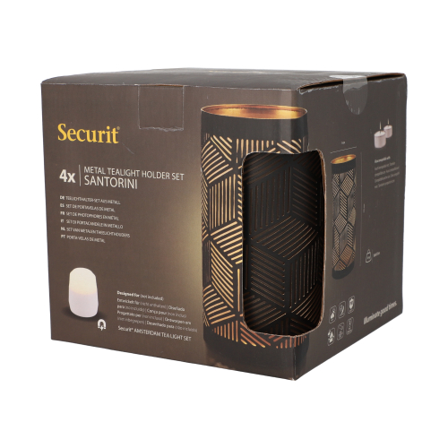 Kerzenhalter Ø 8 cm · 15 cm schwarz/gold "Santorini"