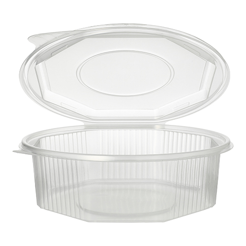Verpackungsbecher mit Klappdeckeln, PP 8-eckig 1,5 l 5,9 cm x 18 cm x 18 cm transparent