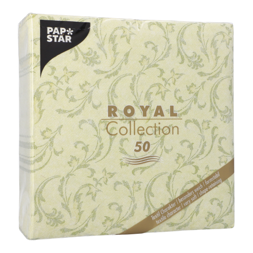 Servietten "ROYAL Collection" 1/4-Falz 40 cm x 40 cm olivgrün "Damascato"
