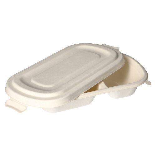 Schalen, Zuckerrohr "pure" 2-geteilt 750 ml 4,4 cm x 13,4 cm x 22,9 cm weiss