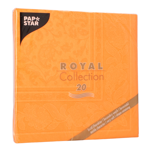 Servietten "ROYAL Collection" 1/4-Falz 40 cm x 40 cm orange "Ornaments"