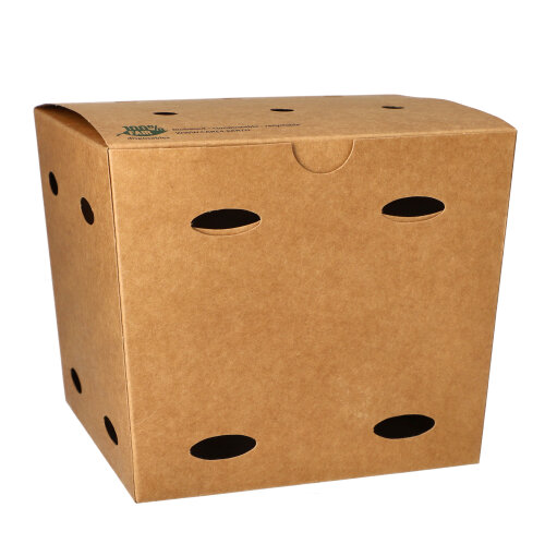 Pommes-Frites-Boxen, Pappe "pure" 14 cm x 14,5 cm x 14,5 cm braun "100% Fair" groß