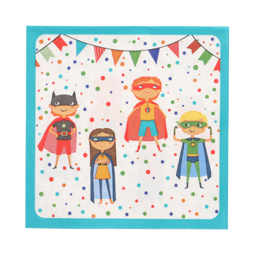 Servietten, 3-lagig 1/4-Falz 33 cm x 33 cm "Superhero"