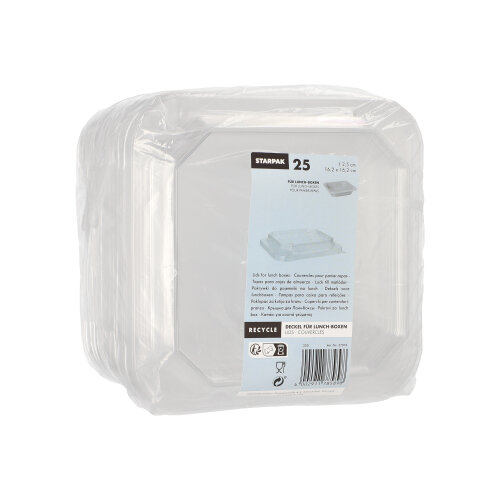 Deckel für Lunchboxen PET eckig 2,5 cm x 16,2 cm x 16,2 cm transparent