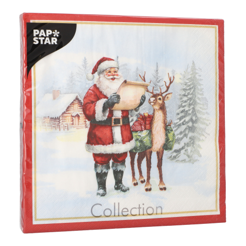 Servietten, 3-lagig 1/4-Falz 40 cm x 40 cm "Dear Santa"