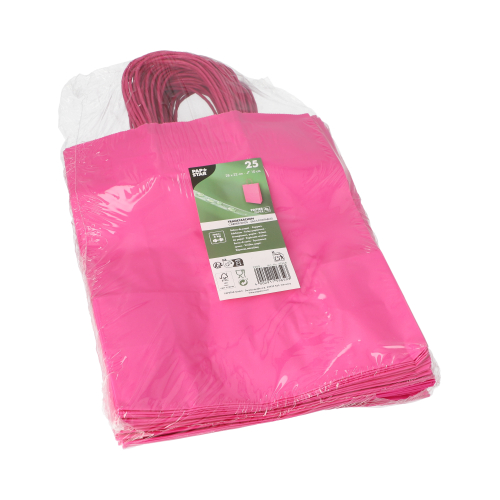 Tragetaschen, Papier 28 cm x 22 cm x 10 cm pink mit gedrehtem Tragegriff