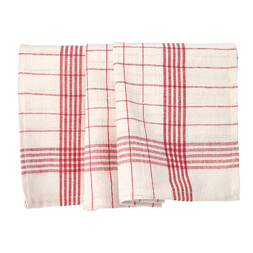 Geschirrtücher 70 cm x 50 cm weiss/rot "Baumwolle"