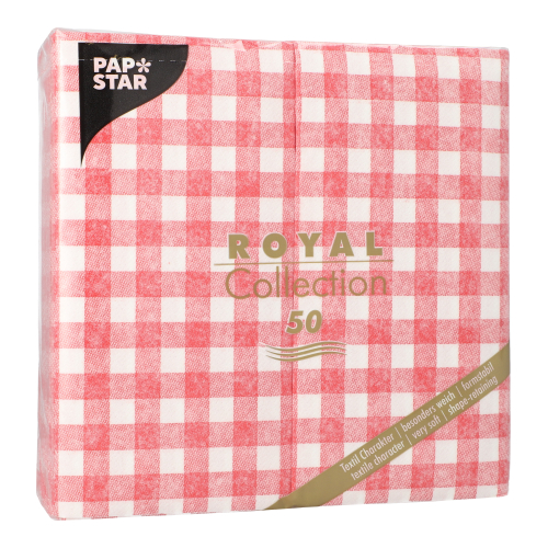 Servietten "ROYAL Collection" 1/8-Falz 40 cm x 40 cm rot "Vichy Karo"