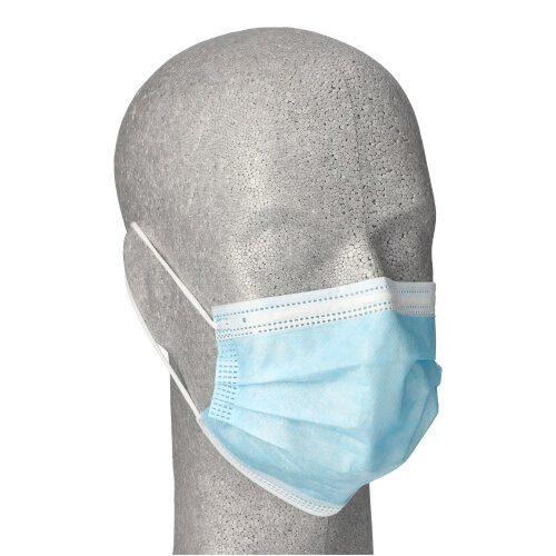 "Medi-Inn" Mundschutz Type II 3-lagig 9 cm x 17,5 cm blau mit Nasenbügel