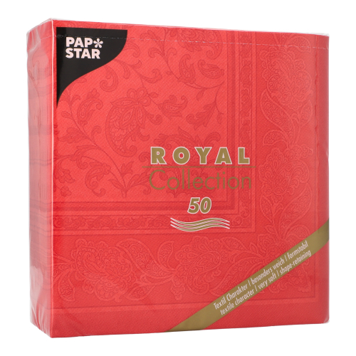 Servietten "ROYAL Collection" 1/4-Falz 40 cm x 40 cm rot "Ornaments"