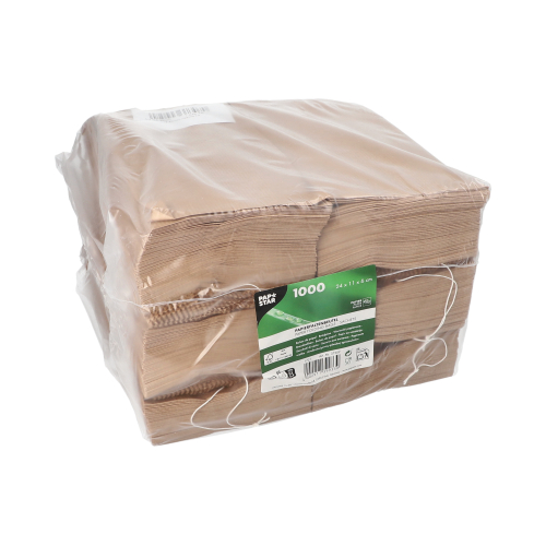Papierfaltenbeutel gefädelt Kraftpapier 24 cm x 11 cm x 6 cm braun Füllinhalt 1 kg