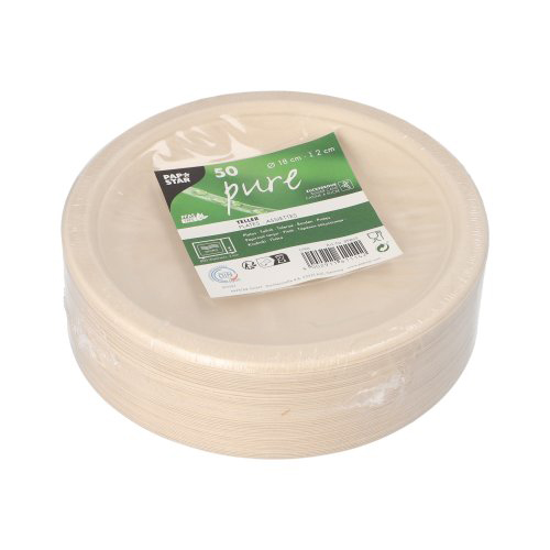 Teller, Zuckerrohr "pure" ungeteilt Ø 18 cm · 2 cm natur