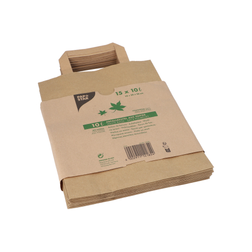 Abfallbeutel Kraftpapier 10 l 28 cm x 22 cm x 14 cm braun mit Henkel