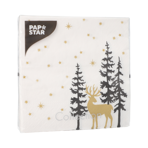 Servietten, 3-lagig 1/4-Falz 33 cm x 33 cm "Golden Deer"