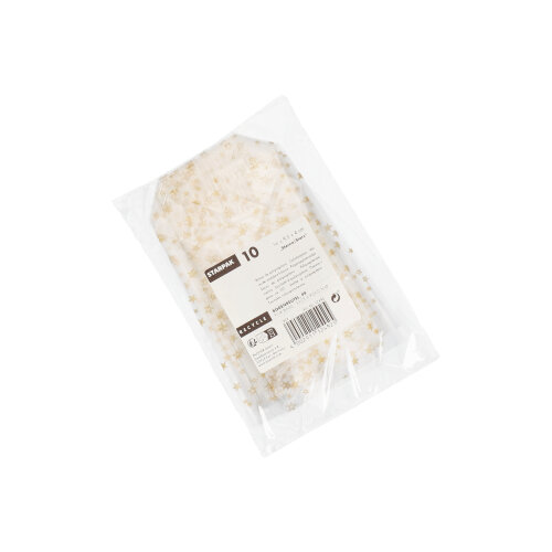 Bodenbeutel, PP 16 cm x 9,5 cm x 4 cm transparent "Sterne, gold"
