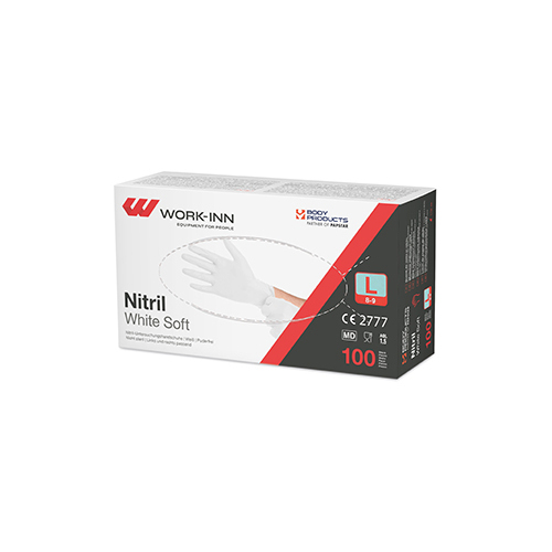 "WORK-INN/PS" Handschuhe Nitril puderfrei "White Soft" weiss Größe: L