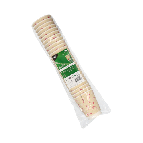 Trinkbecher, Pappe 0,2 l Ø 8 cm · 9,3 cm "Candy Canes " doppelwandig