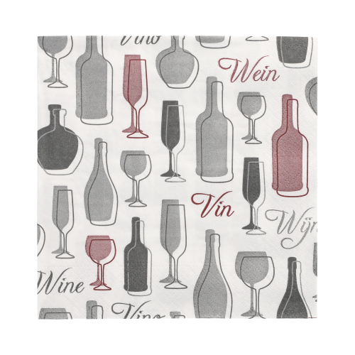 Servietten, 3-lagig 1/4-Falz 33 cm x 33 cm grau "Wine"