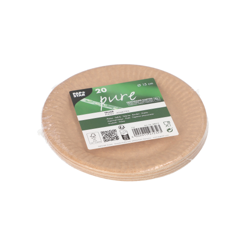 Teller, Pappe "pure" rund Ø 15 cm braun