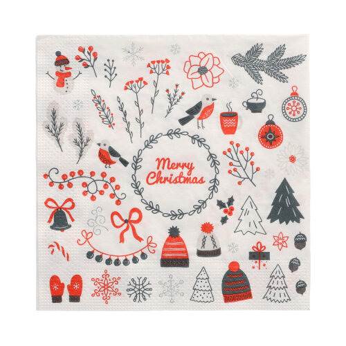 Servietten, 3-lagig 1/4-Falz 33 cm x 33 cm "Winter Symbols"
