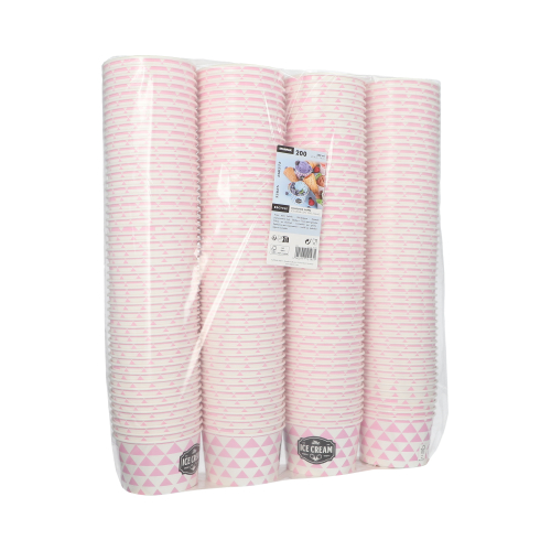 Eisbecher, Pappe 250 ml Ø 10 cm · 6 cm rosa "Triangle"