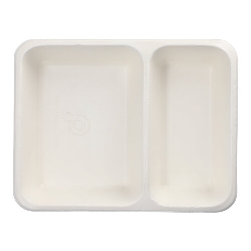 Siegelschalen Zuckerrohr 2-geteilt 1200 ml 4,9 cm x 22,7 cm x 17,8 cm