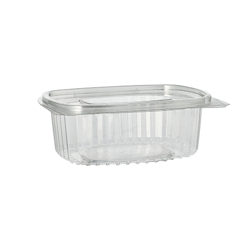 Feinkost- und Salatschalen mit Klappdeckel, R-PET oval 375 ml 5 cm x 11,5 cm x 14,4 cm klar