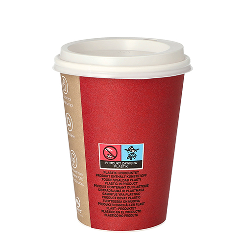 Trinkbecher, Pappe mit Deckel, PS "To Go" 0,3 l Ø 9 cm · 11,1 cm