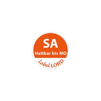 "LabelLord" HACCP Lebensmitteletiketten Ø 19 mm gelb "Aqualabel" SA haltbar bis Mo, abwaschbar