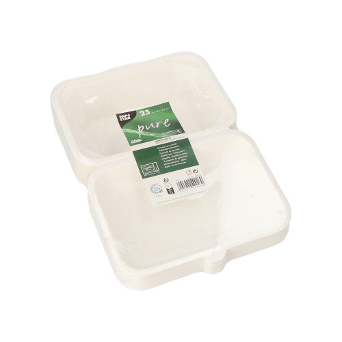 Menüboxen, Zuckerrohr "pure" ungeteilt 6 cm x 18 cm x 12,5 cm weiss