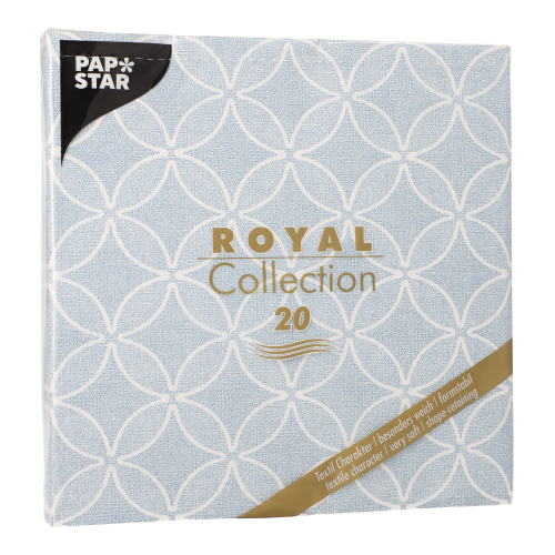 Servietten "ROYAL Collection" 1/4-Falz 40 cm x 40 cm arktikblau "Circle Flowers"