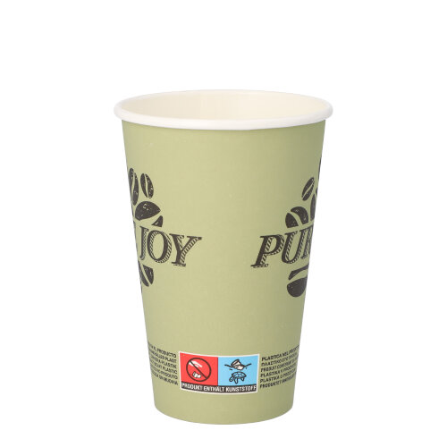 Trinkbecher, Pappe 0,3 l Ø 8 cm · 11,7 cm grün "Pure Joy"